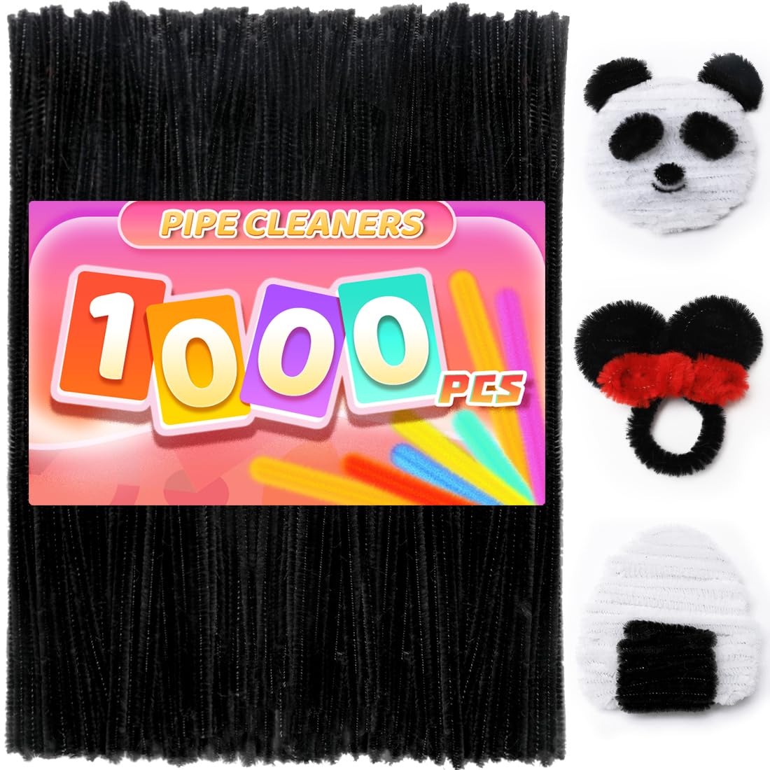 Praisebank 1000pcs Black Pipe Cleaners for Crafts