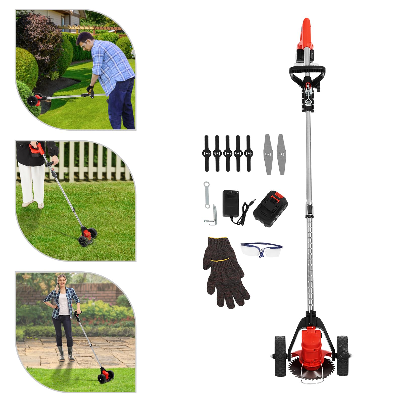 Rasenkantenschere,Schnurloser Unkrauttrimmer,Rasen- und Kantenschneider,Elektrischer Unkrauttrimmer, Rasentrimmer,für Villen, Häuser, Hinterhöfe, Gärten, Rasenflächen auf dem Campus, Parks, Fabriken.
