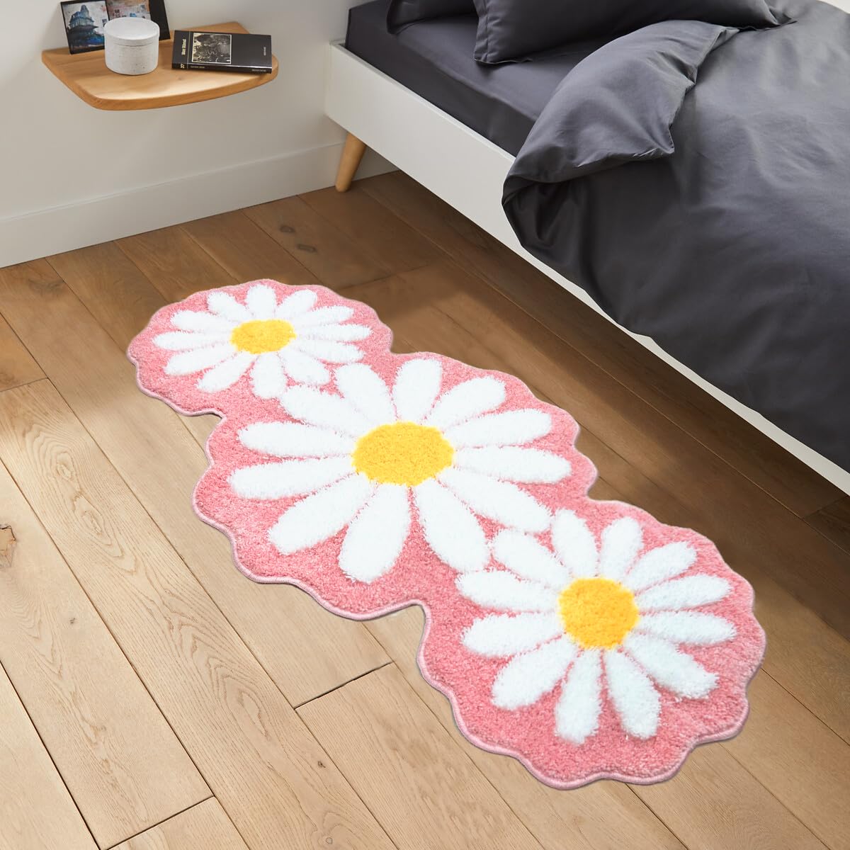 Tappeto lungo da bagno rosa, tappeto per camera da letto, tappetino da bagno rosa margherita tappeto da bagno carino fiore tappeto da bagno tappetino da bagno assorbente tappetino da bagno