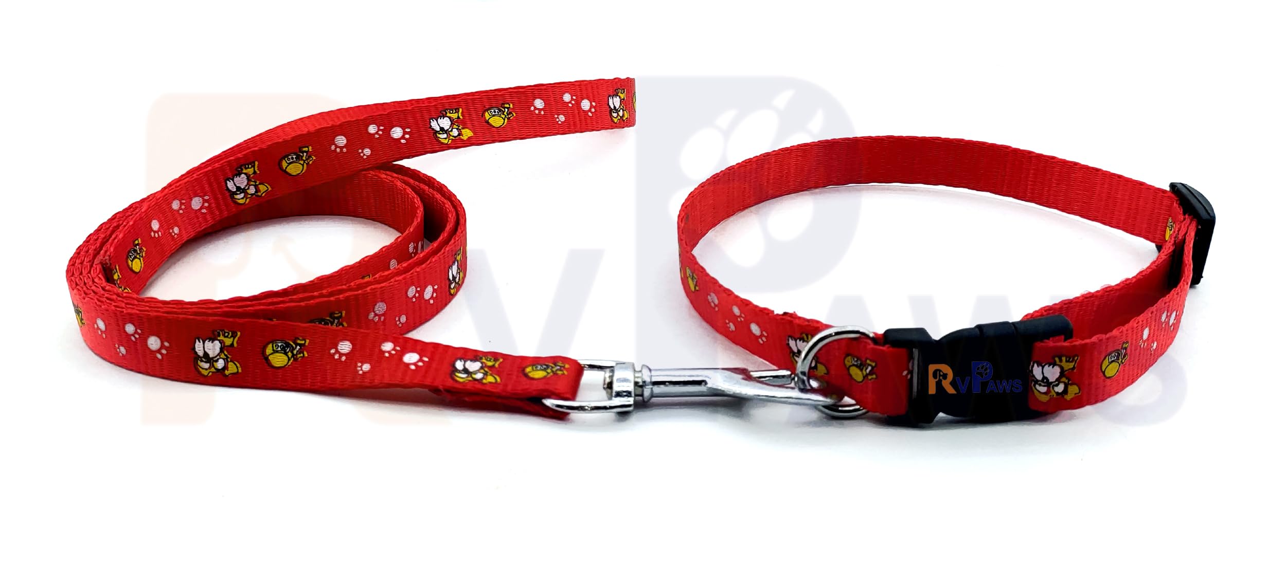 Woofy 15 MM Dog Collar and Leash Set Puppy Printed, Adjustable Nylon Collar with Leash for Small Dogs, Color-Full Collar Leash Set for Puppies, Dog & Cat (Red) (B0CJRTZV3D) Amazon Price History, Amazon Price Tracker