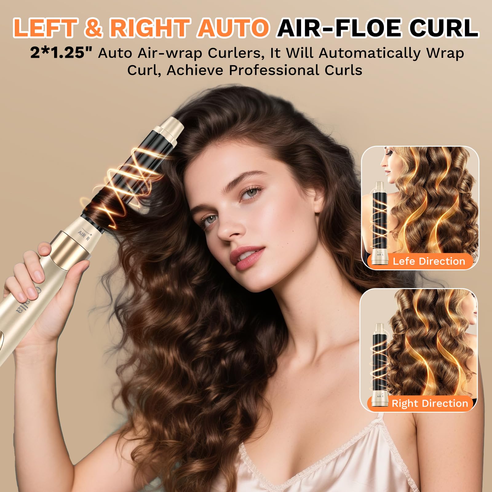 6 in 1 Asciugacapelli Air Styler, 110,000GIRI/MIN Spazzola Rotante per Capelli con Tecnologia Ionica, Spazzole Rivestite in Ceramica per Styling Liscio, Onde, Volumizzante, con Borsa da Viaggio