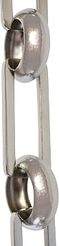 RCH Hardware Decorative Polished Nickel Solid Brass Chain for Hanging, Lighting - Rectangles with Rounded Edge and Unwelded Links 1 Foot