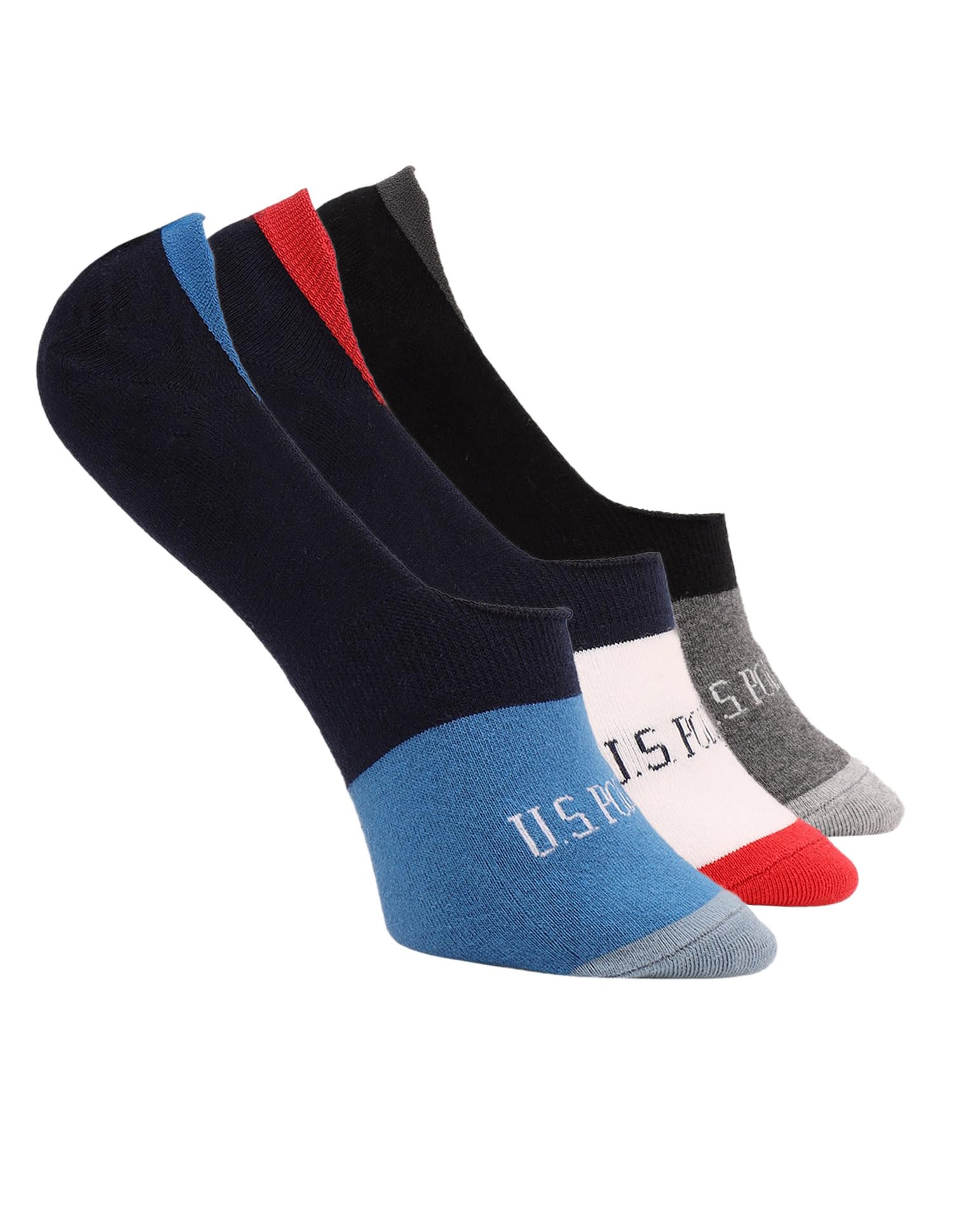 u.s. polo assn. Men’s ES014 Contrast Patterned Knit No Show Socks - Pack Of 3-picture-27