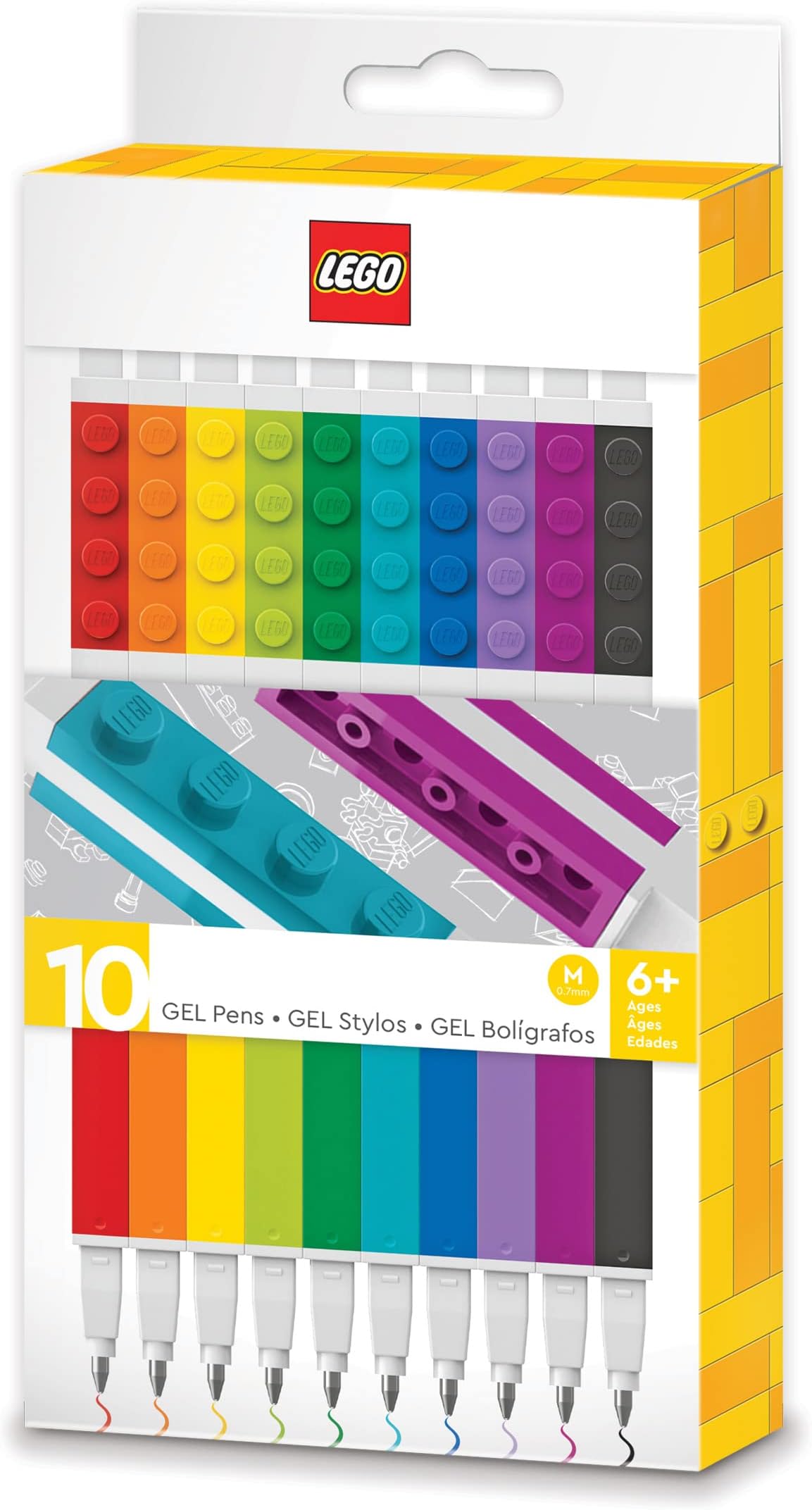 LEGO Stationery 10 Pack Gel Pens (53100), Ages 6+, includes 10 gel pens, Black,Blue,Green,Lime,Orange,Violet