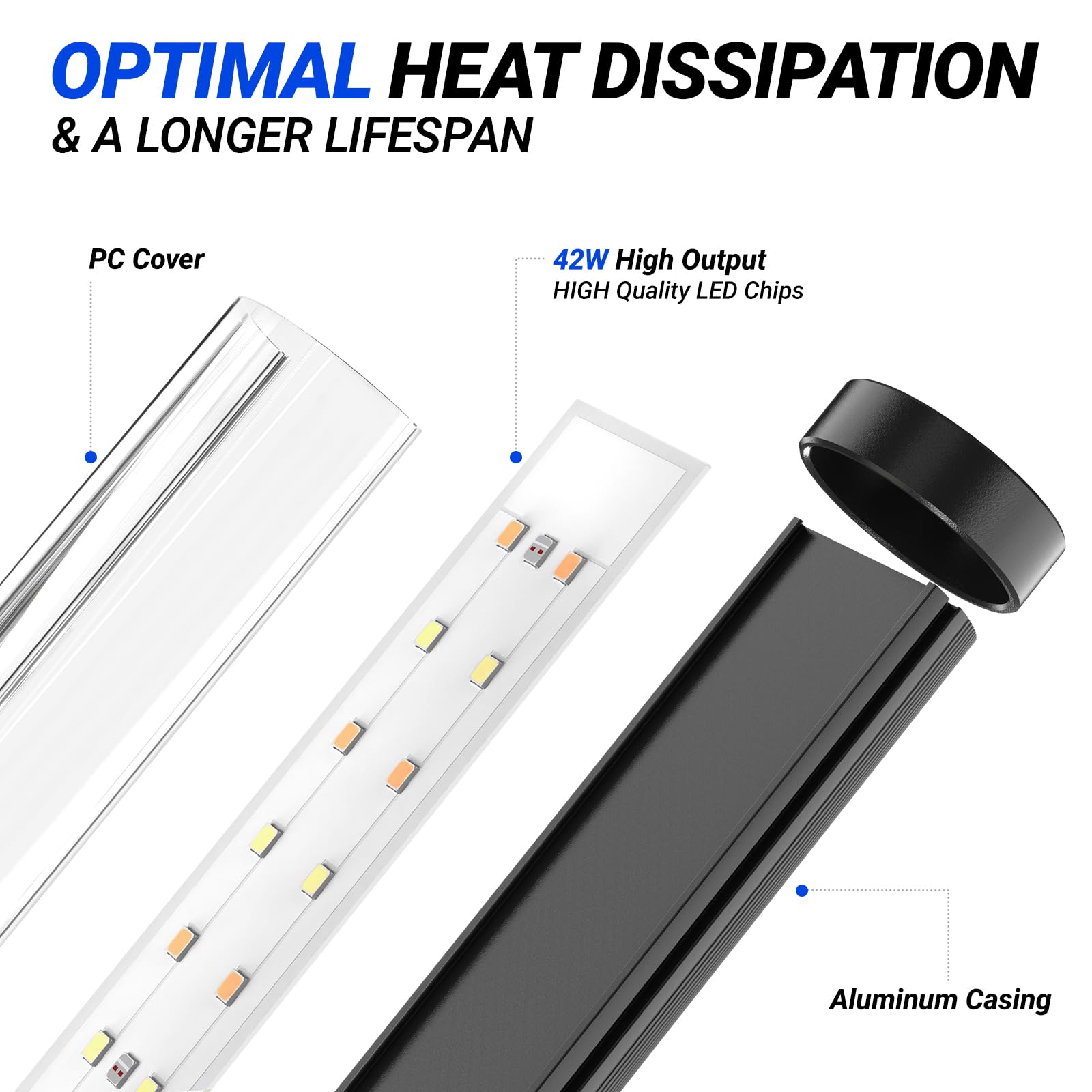 Barrina - Luces de cultivo para plantas de interior con soporte, 42 W, 169 LED, área de iluminación amplia de espectro completo, luz de cultivo vertical T10, altura de 4 pies con interruptor de