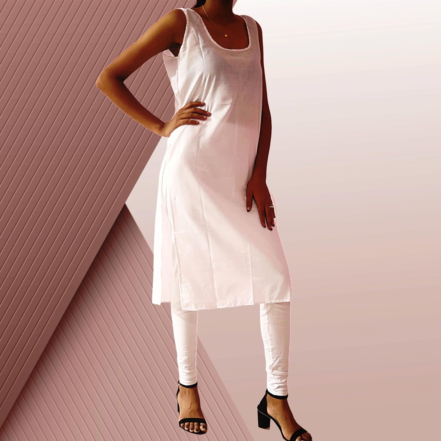 Women's Long Cotton Camisole Slip for Sheer Dress