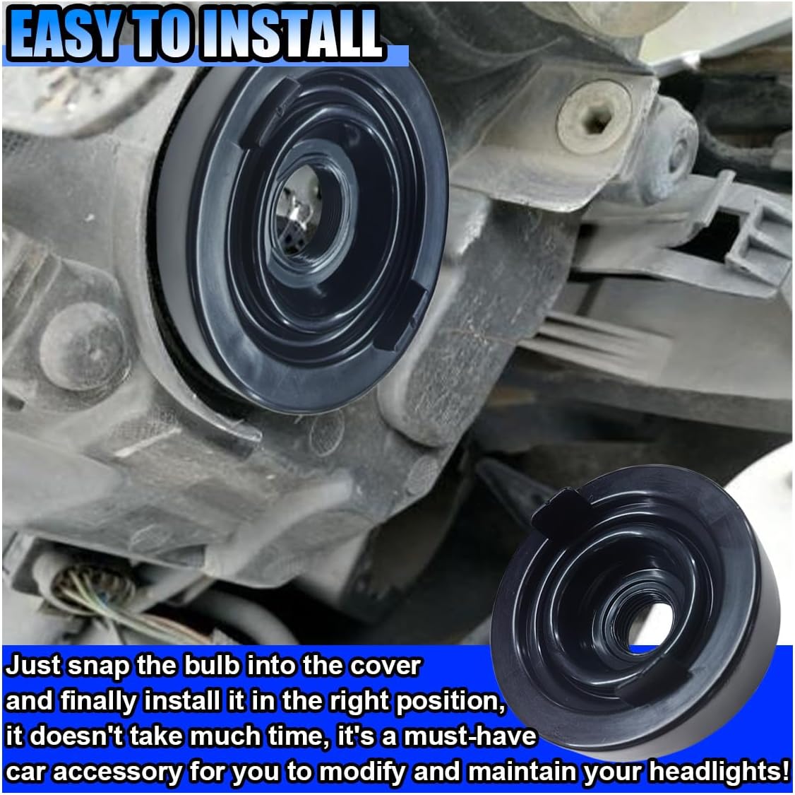 2PCS Car Headlight Cover, 85mm Headlight Dust Cover with 20mm Hole, Rubber Seal Protective Cover for H4 Bulb Housing Conversion, Auto Replacement Accessories for Cars, SUVs, Trucks (3.3inch)
