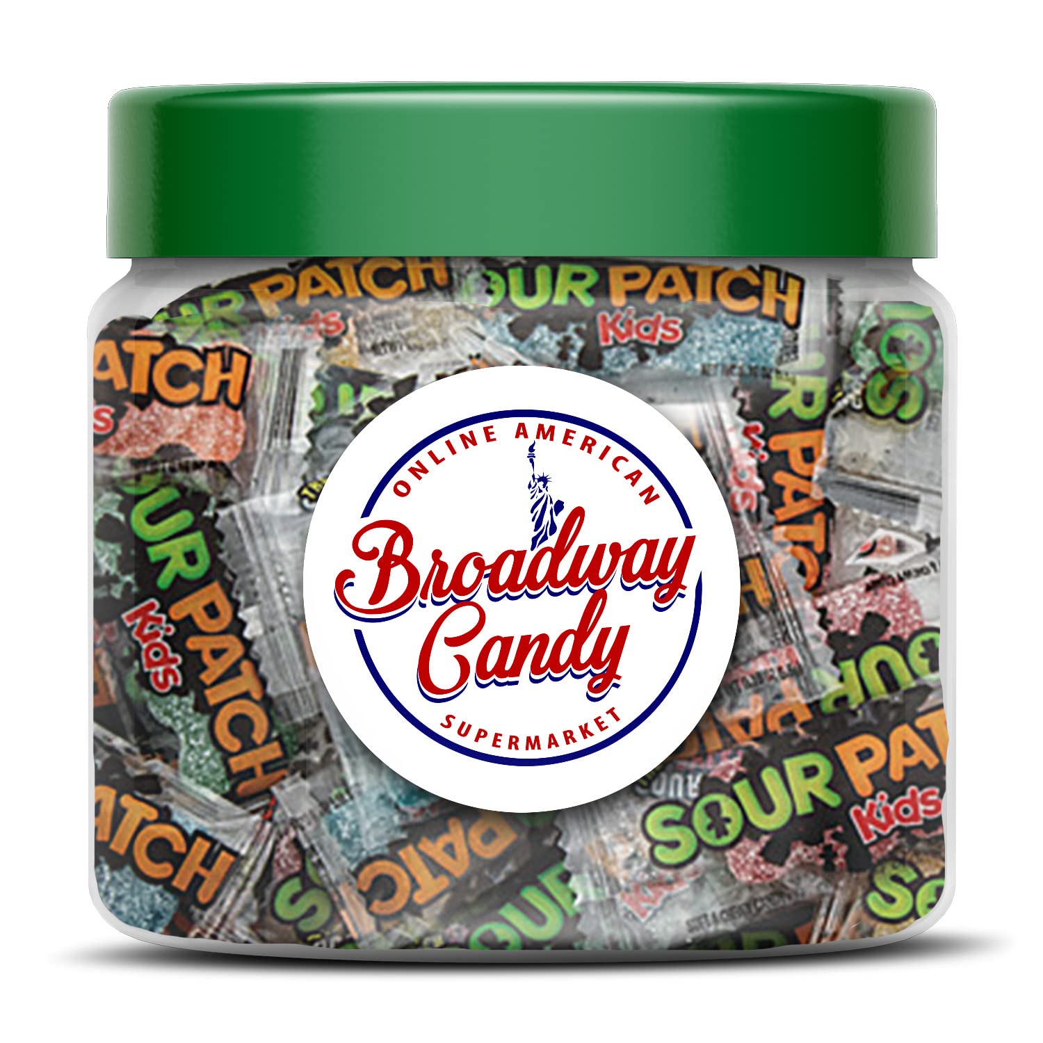 Broadway Candy Sweets Jar 350g - Sour Patch Kids - Individually Wrapped American Sweets - Bite-Sized Gummy Candies - Approximately 50 Pieces