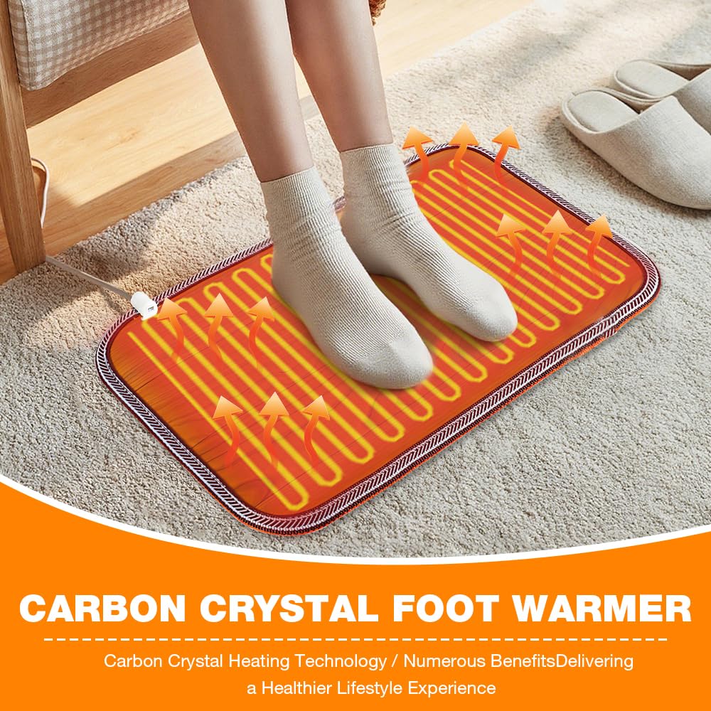 Alfombra Calefactora Pies, Rakuker 50*30cm Alfombra Electrica Calefactora, Alfombra Termica Pies, Almohadilla Térmica Pies de Cristal de Carbono, Calentador de Pies con Calefacción para Oficina Hogar