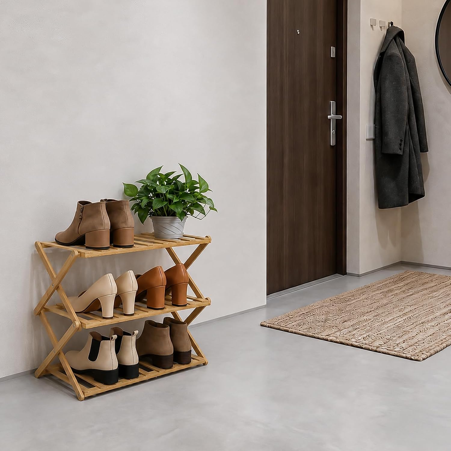 Bamboo Folding Shoe Rack (3 Tier)
