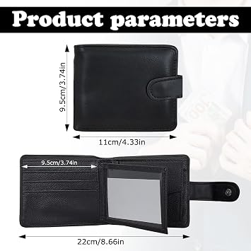 Mens Wallet, PU Leather Bifold Wallet Card Wallet for Men, Multi-Functional Credit Card Holder with Multi Slots and Button for Business, Parties, Shopping (black)