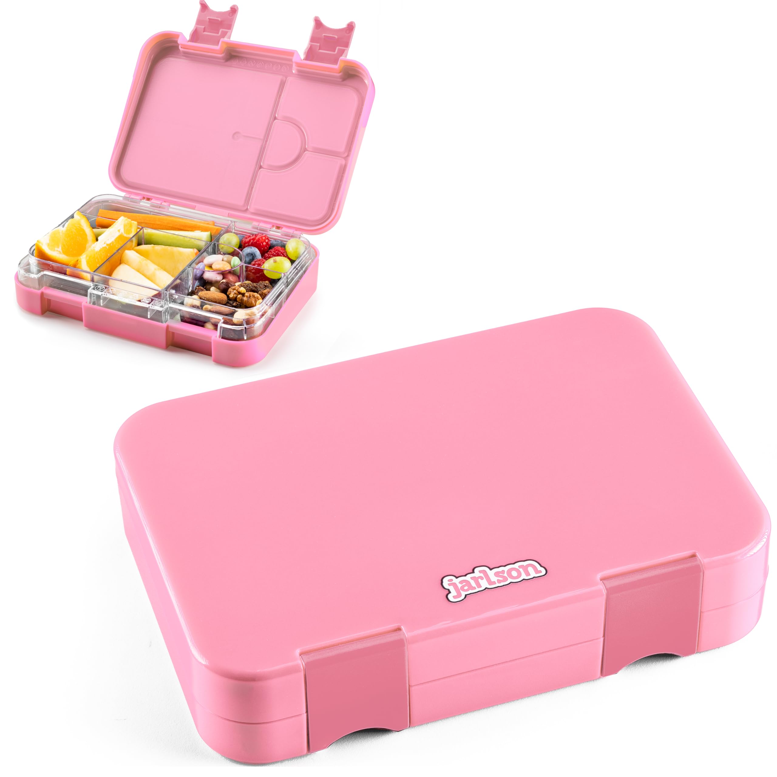Jarlson® Lunch Box Bambini - Bento Box con 6 Scomparti - Porta Pranzo - Senza BPA - per la Scuola e l'asilo - 850ml (Rosa)