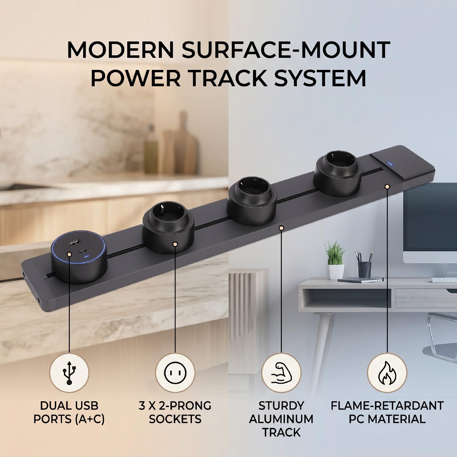 PUSOKEI Gniazdo Zasilania z Portami USB, Zdejmowany System Gniazdek