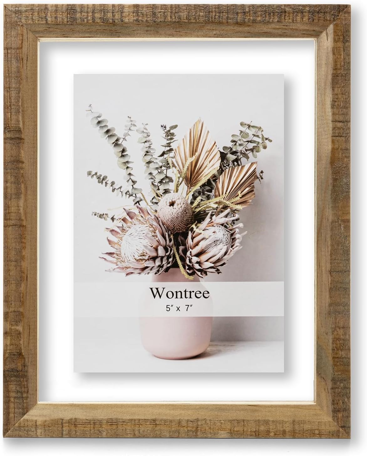 7x9 floating picture frame, solid pine wood with double sided real glass, fit 5x7 or display any size photo up to 7x9, wall hanging or tabletop free-standing, antique natural antique natural 7x9