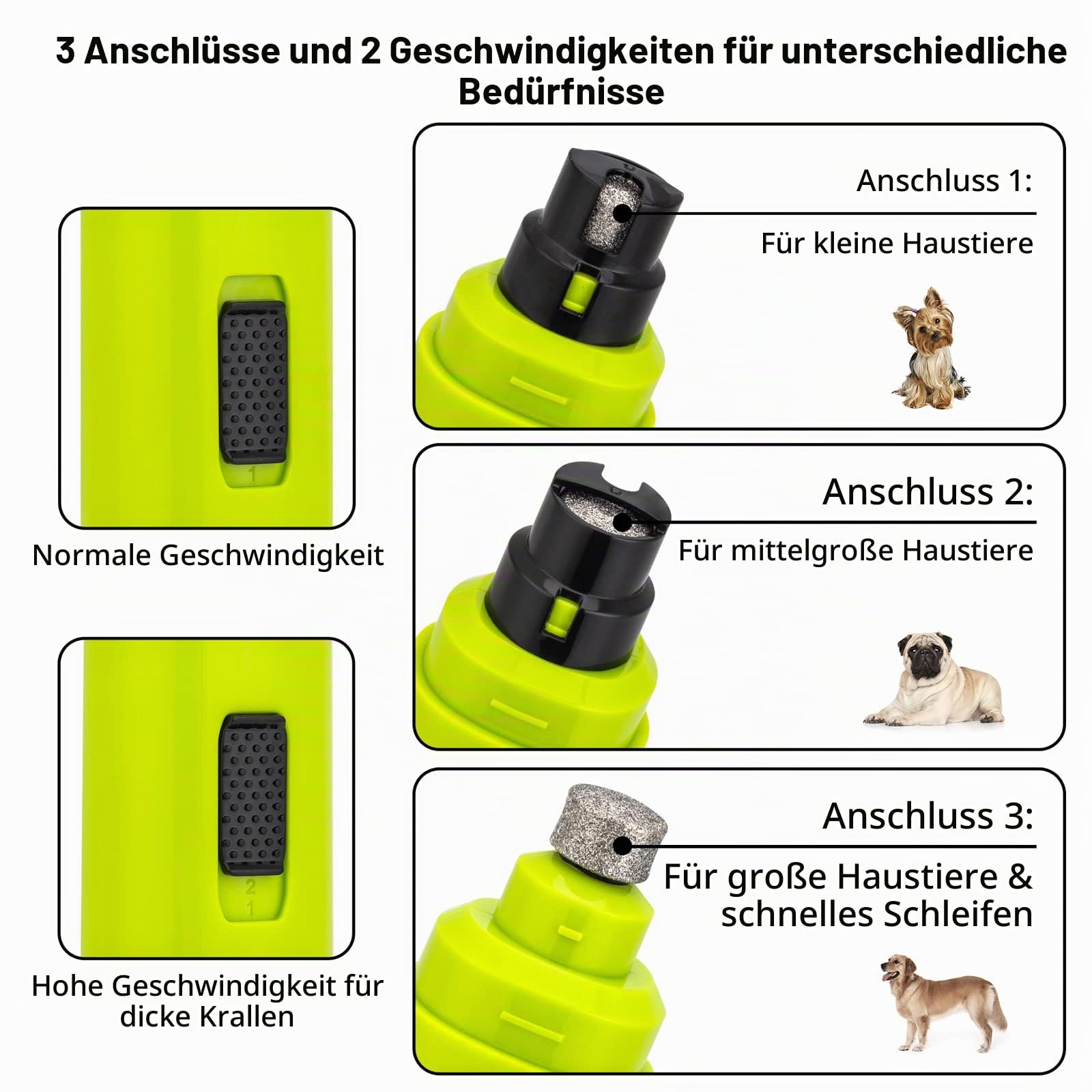 Casfuy Krallenschleifer für Hunde - Professioneller 2-Gang-Elektrisch-Wiederaufladbarer Krallenschneider für Haustiere, schmerzlose Pfotenpflege und -glättung für kleine, mittelgroße Hunde und Katzen