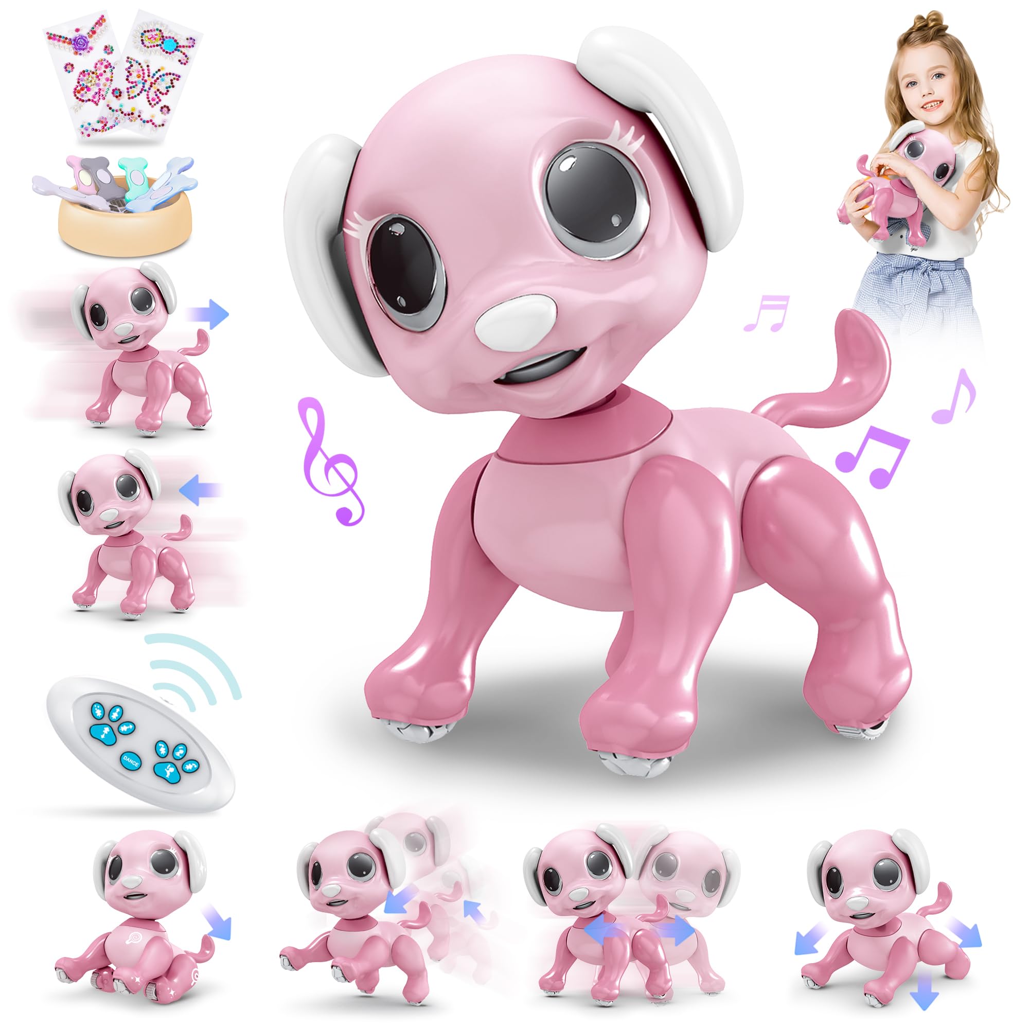 JONRRYIN Robot Chien Télécommandé, Robot Programmable pour Enfants, Jouet Intelligent Robot Pet, Cadeaux Créatifs pour Garçons et Filles 3-12 Ans