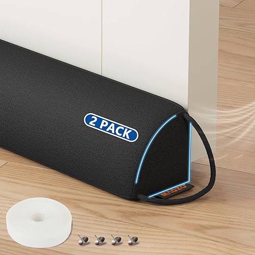 MAGZO Tope de puerta de 32 pulgadas, serpiente redonda para bloqueo de ruido de puerta con peso de invierno con trabillas de gancho, color gris