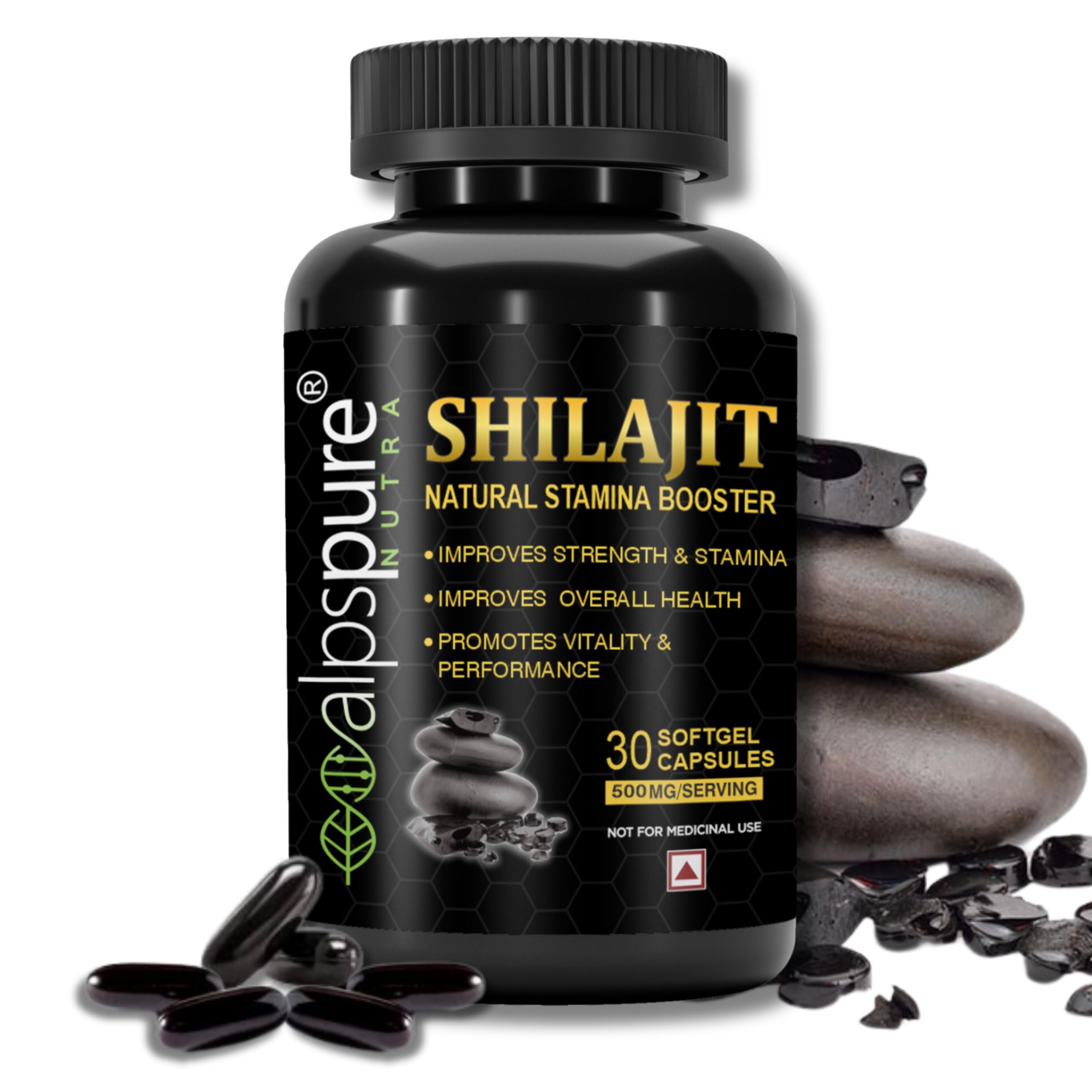Nutra Shilajit Softgel Capsules 500 mg | Pure Natural Shilajit Extract Capsules,Boost Immunity, strength & Energy, Supports Metabolism (30 Capsules) Pack of-1
