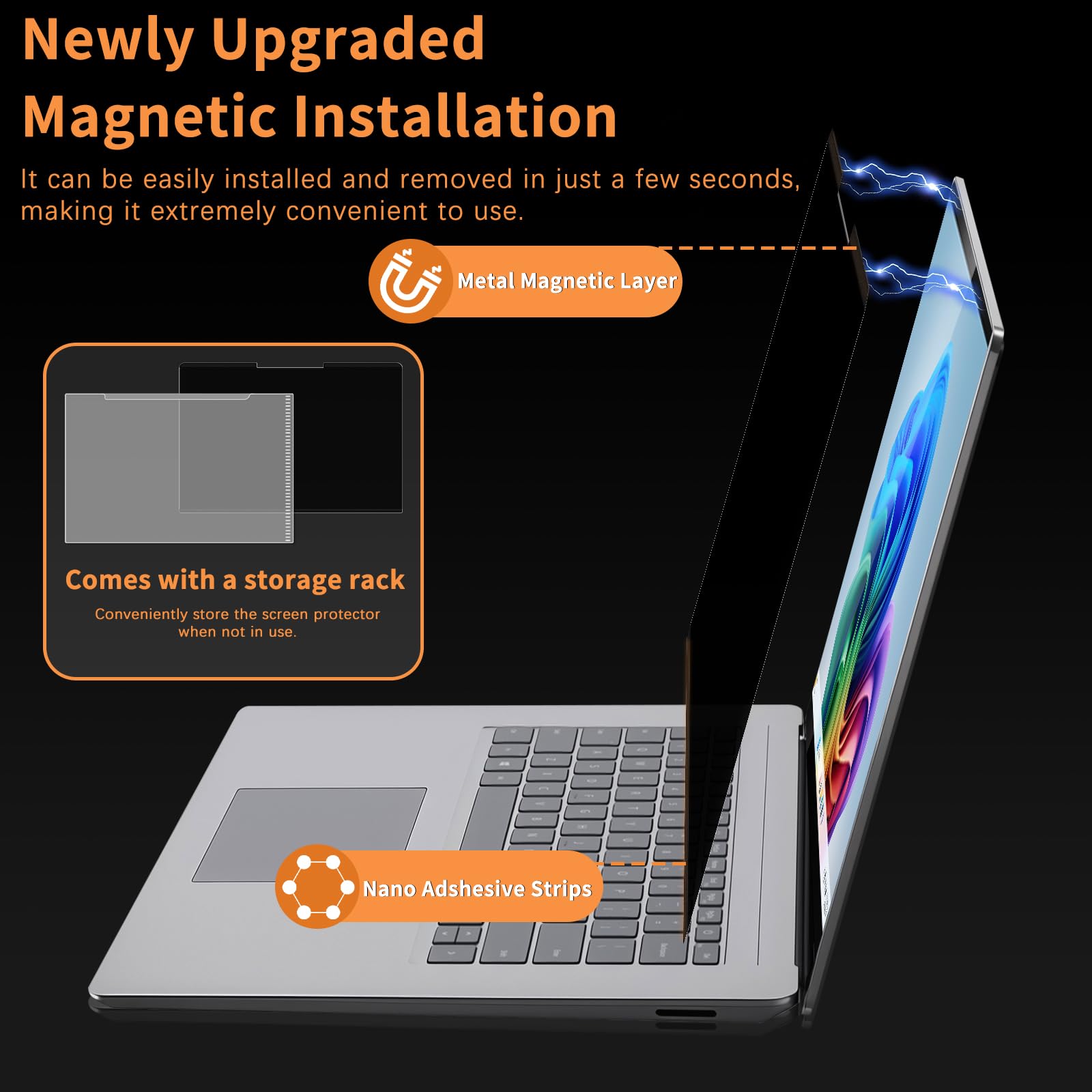 Magnétique Filtre de Confidentialité pour 13.8 Pouces Surface Laptop 7, Anti Espion, Anti-Lumière Bleu, Anti-Reflet Film, Amovible Filtres d'écran pour Surface Laptop 7, 13.8"