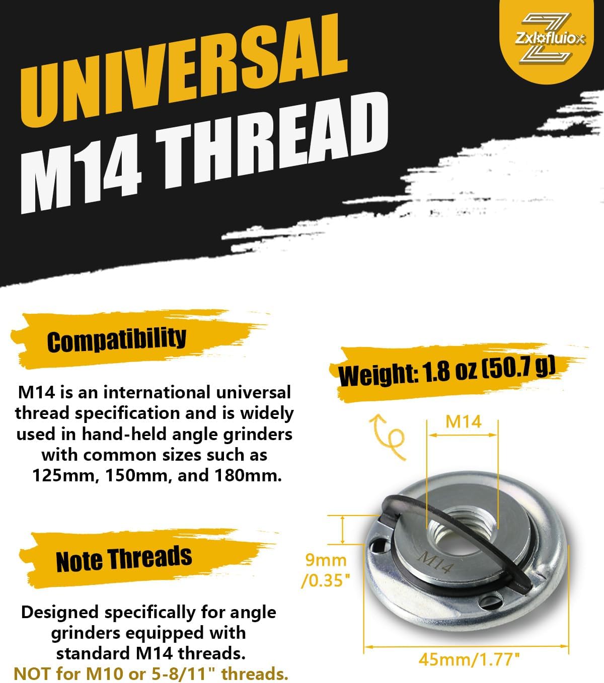 3 Pack M14 Thread Angle Grinder Flange Nuts for Fixing Cutting Discs, Quick Change Grinder Flange Locking Nut, No Wrench Required Quick Release Locking Angle Grinder Attachments
