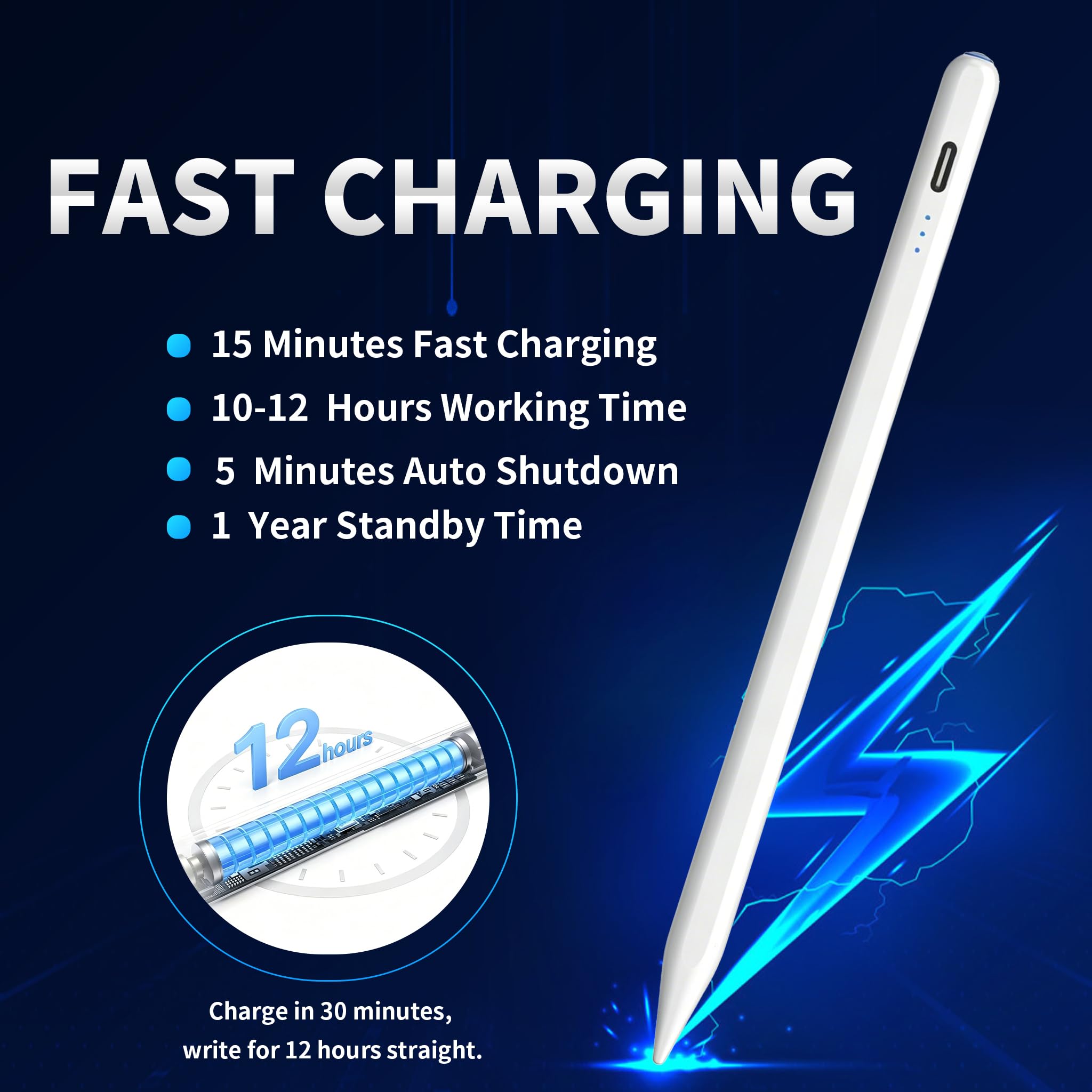 Pennino capacitivo per tablet Android AMZ Fire Max 11, Fire HD 10, HD 8/per Lenovo/Xiaomi/Redmi Tab Pencil Touch Screen, preciso, con un solo clic di accensione/spegnimento, +2 pennini e lunga durata