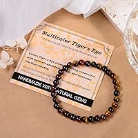 Vista 356 de MASSIVE BEADS Pulsera elástica de yoga hecha a mano con piedra natural, cristal curativo, energía, regalos para adultos unisex de 0.157 in, 0.236