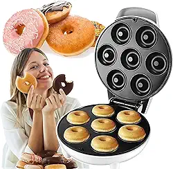 MáQuina EléTrica Para Fazer Panquecas e Mini Donuts, 1.2E+3 Watts, Aço Inoxidável, Superfície Antiaderente, Receitas Incluídas