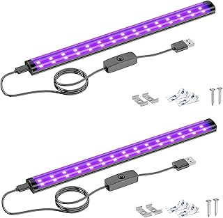 Onforu 10W tubo de luz negra, USB 28cm lámpara, 385-400nm luz UV, negra LED UV bar para discoteca, club, fiesta de resplandor, accesorios de fiesta, decoración de Halloween,2pcs