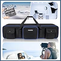 Vista 8 de YOREPEK Bolsa de transporte para trípode de 50.5 pulgadas, resistente bolsa de soporte de luz con 2 rellenos extraíbles, estuche