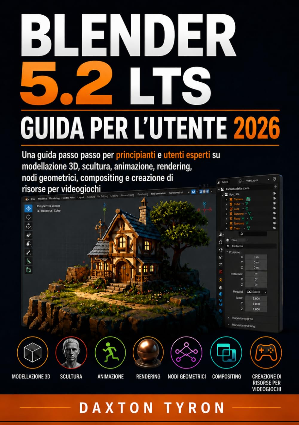 BLENDER 5.2 LTS GUIDA PER L'UTENTE 2026: Una guida passo passo per principianti e utenti esperti su modellazione 3D, scultura, animazione, rendering, ... e creazione di risorse per videogiochi
