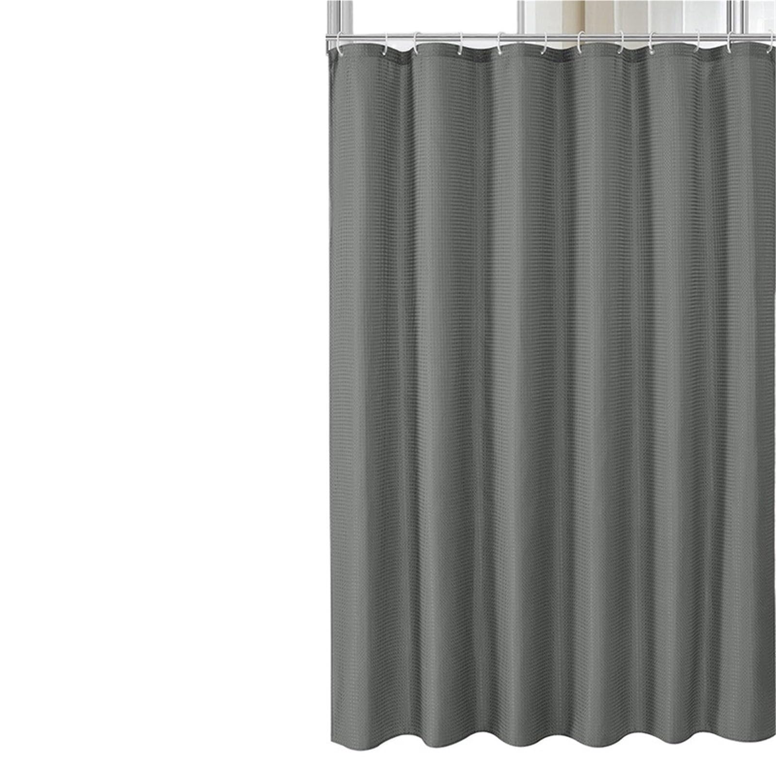 Cortina de Ducha Cortina de Ducha, Tela Resistente con Textura gofre Verde for baño, 12 Ganchos plástico 72 Pulgadas(Gray,180x200cm)