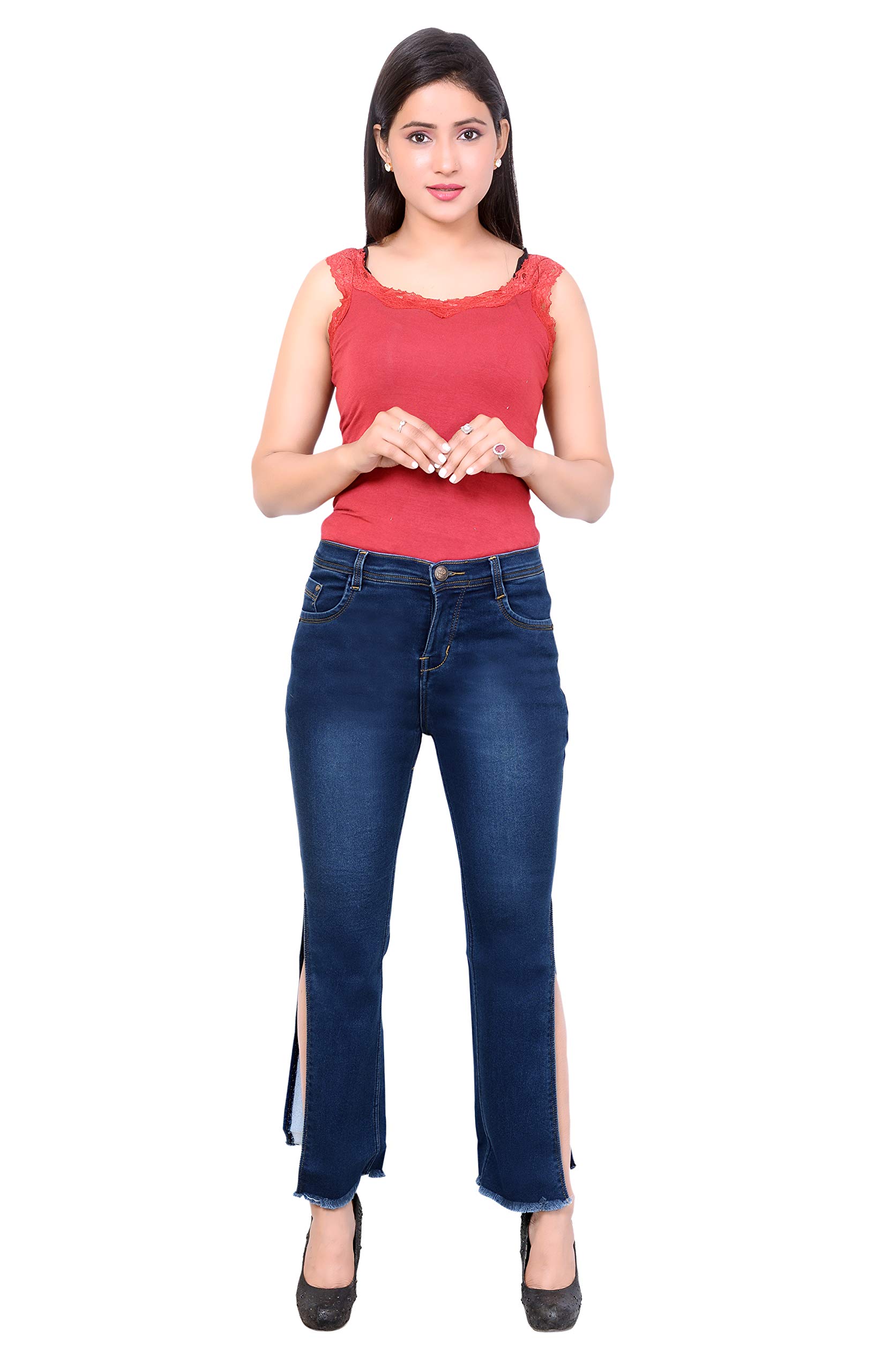 KUSHANJALI DESIGNERS Jeans for Women/Regular Casual Wear Mid-Rise Denims/Ankle Length Stretchable Jeans for Girls/Ladies.