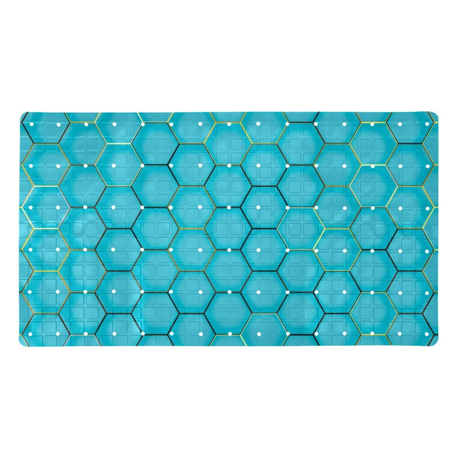 Tapis de salle de bain bleu anti-glisse à trous de drainage contre les moisissures