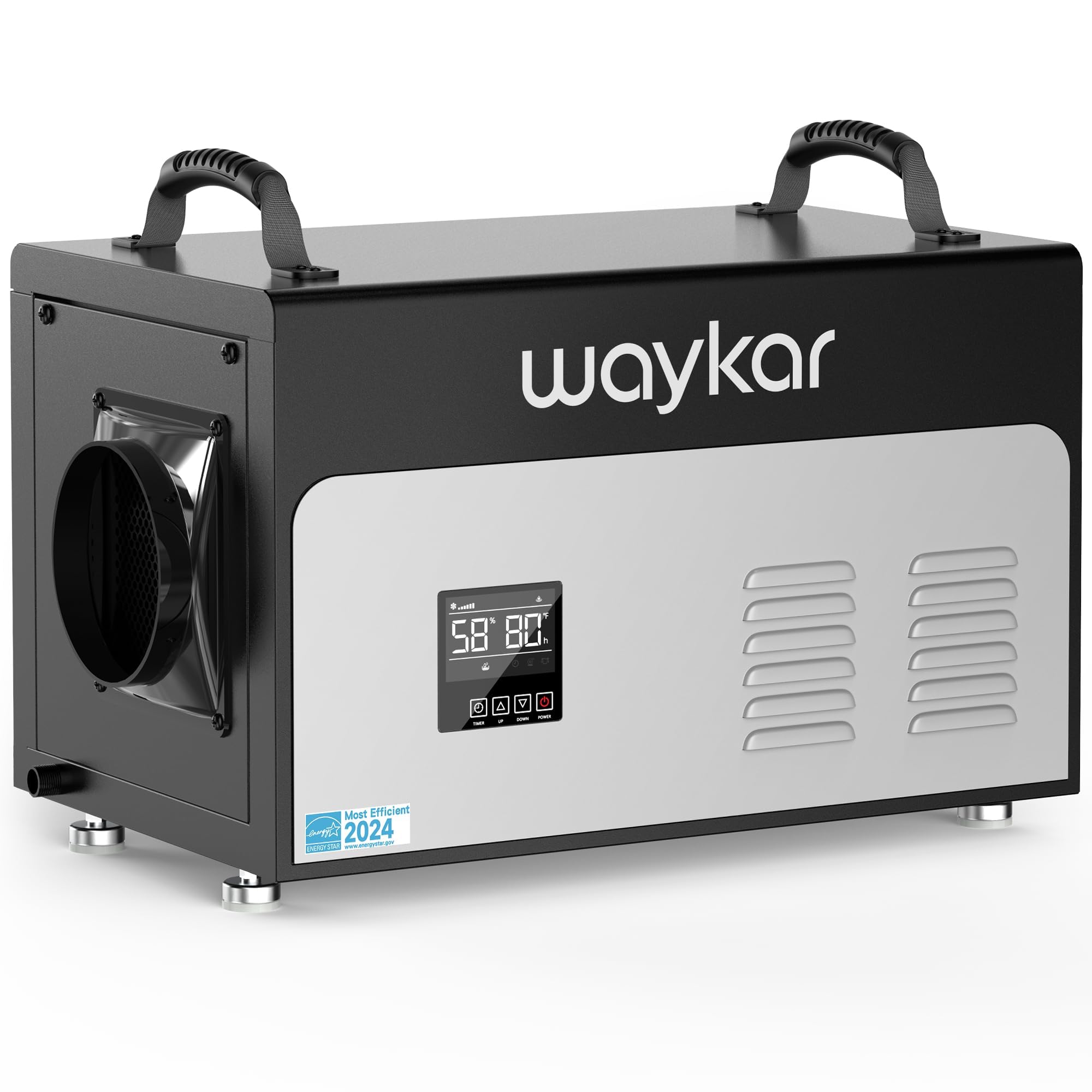 Waykar 130 Pints Energy Star Most Efficient Commercial Dehumidifier with Pump and Drain Hose for Crawl Spaces, Basements, Ducted Industrial Use, and Water Damage Unit - 5-Year Quality Coverage