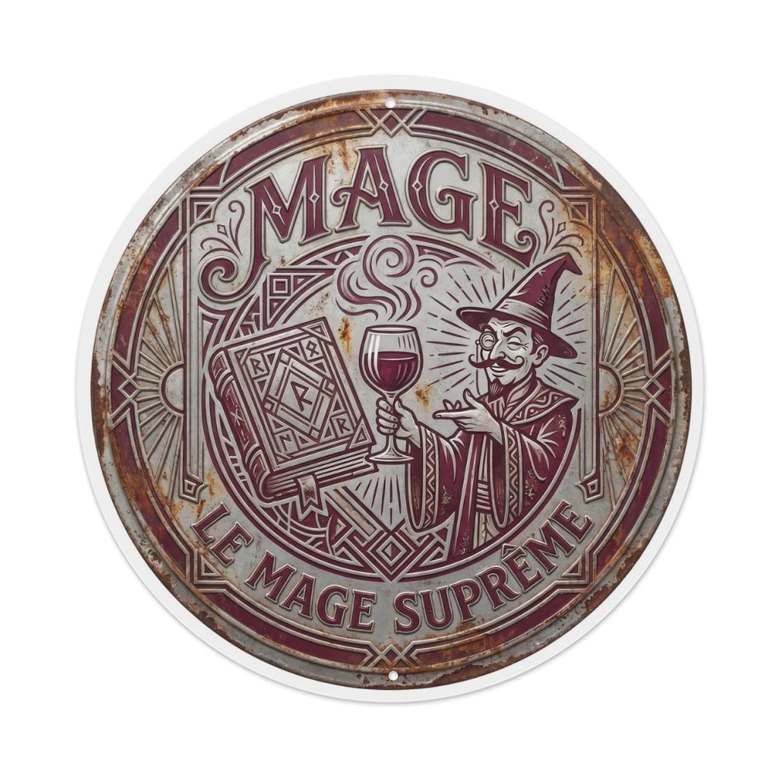Sorcerer Humorous Mancave Sorcerer Metal Tin Sign Plaque Wall Decor for Cafe, Club Bar, Office, Home Garden Round Metal Poster 8x8Inch