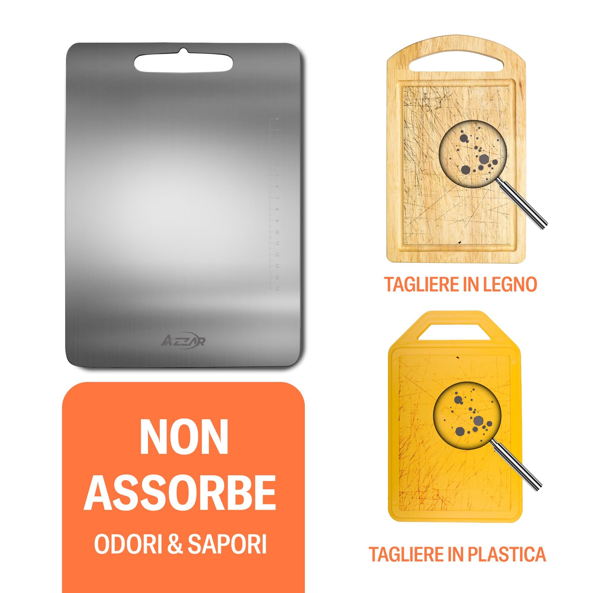 Tagliere In Acciaio Inossidabile 24x15 Cm - Igienico E Resistente Per Cucina Professionale - Foto 12