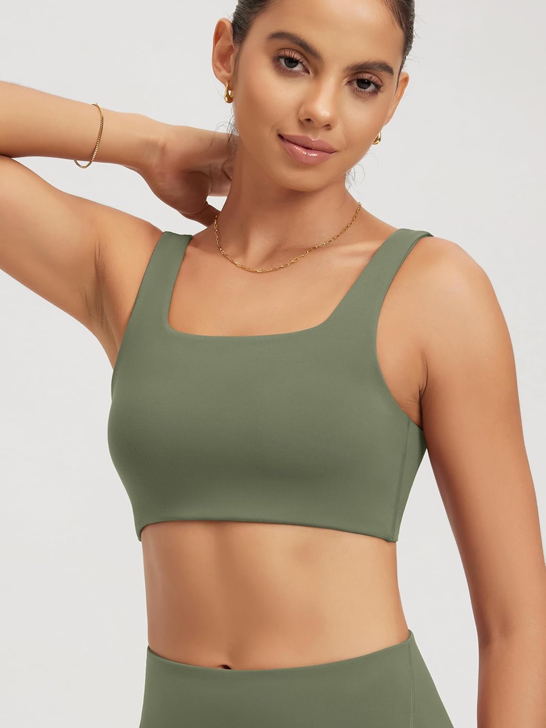 ODODOS Square Neck Sports Bra for Women Wirefree Non Padded Yoga Tank Workout Crop Tops - Image 2