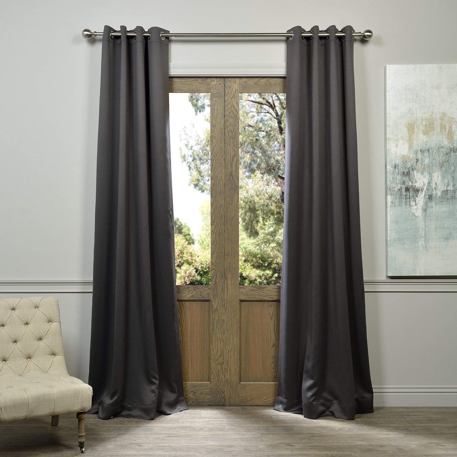 HPD Half Price Drapes Grommet Room Darkening Curtain 50 X 108 (1 Panel), BOCH-201403-108-GR, Anthracite Grey, 50W x 108L