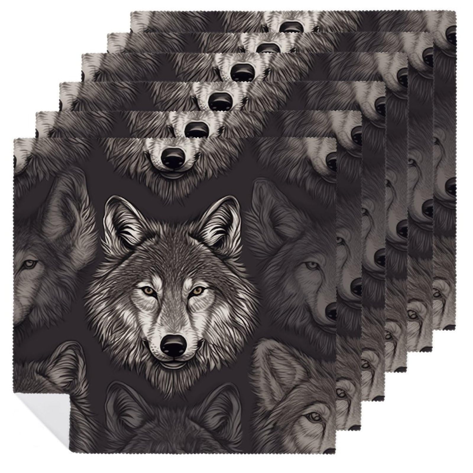 Serviettes de table loup avec motif carré 45,7 cm - Tissu polyvalent