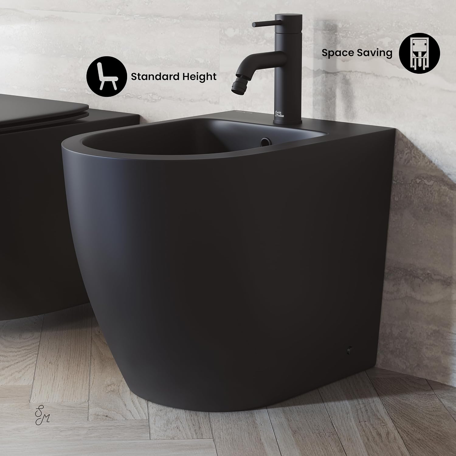 Swiss Madison St. Tropez Floor Mount Classic Bidet in Matte Black