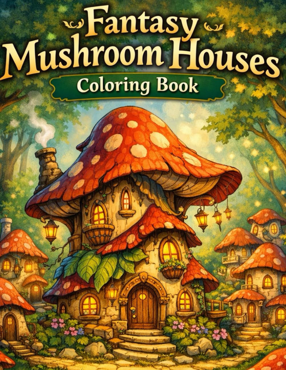 Fantasy Mushroom Houses Coloring Book – Vol. 2: More Whimsical Mushroom Homes, Enchanted Forest Villages and Magical Fairy Cottages to Color and Relax