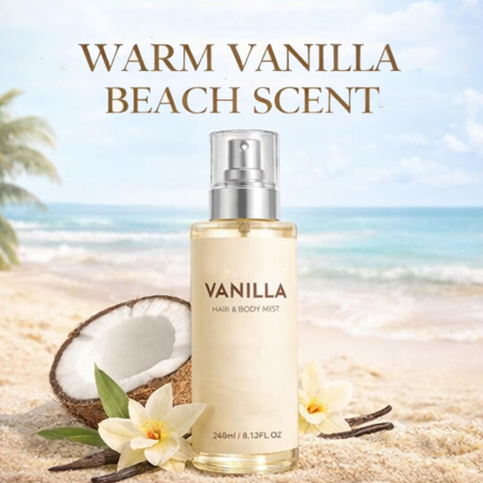 Verdraor Vanilla Beach Hair & Body Mist, Vanilla Beach Hair And Body Mist Perfume Spray For Women, Warm Vanilla & Coconut, Long-Lasting Fragrance (1pcs) — view 4