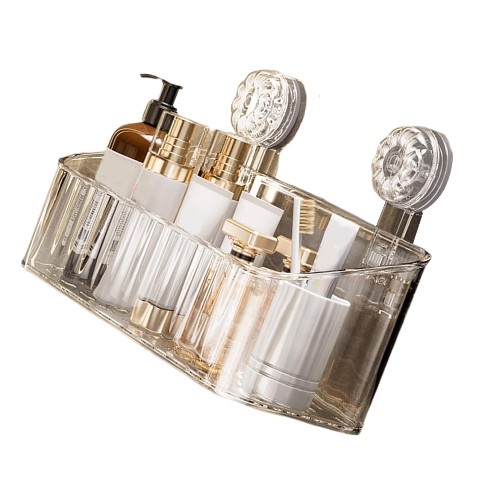 Qusinfc Vacuum Suction Bathroom Organizers for Small Spaces Holds Shampoo Conditioner Skincare Products Sturdy Designs Bathroom Shelf