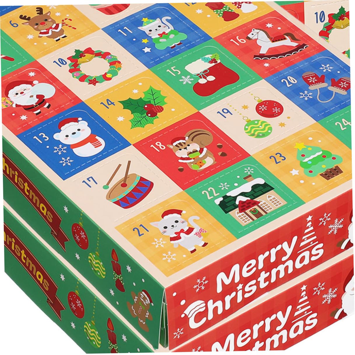 SHOWERORO Weihnachtsgeschenkboxen 15 Stück Packung Mit 24 Gitter Fächern Leere Bonbonverpackungsboxen Aus Papier Für Kinder Und Erwachsene Für Weihnachtsdeko