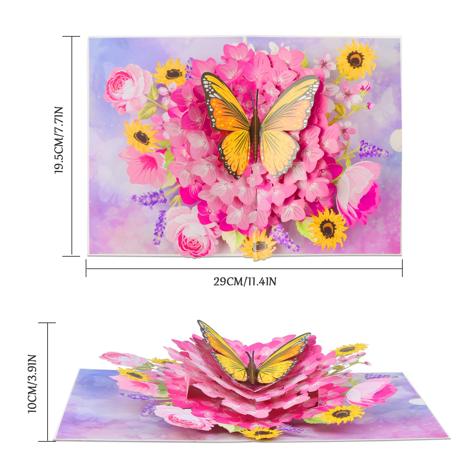 ZOOTSING Carte Pop-Up Papillons, Carte D'anniversaire Papillon Fleur 3D, Cartes Volantes