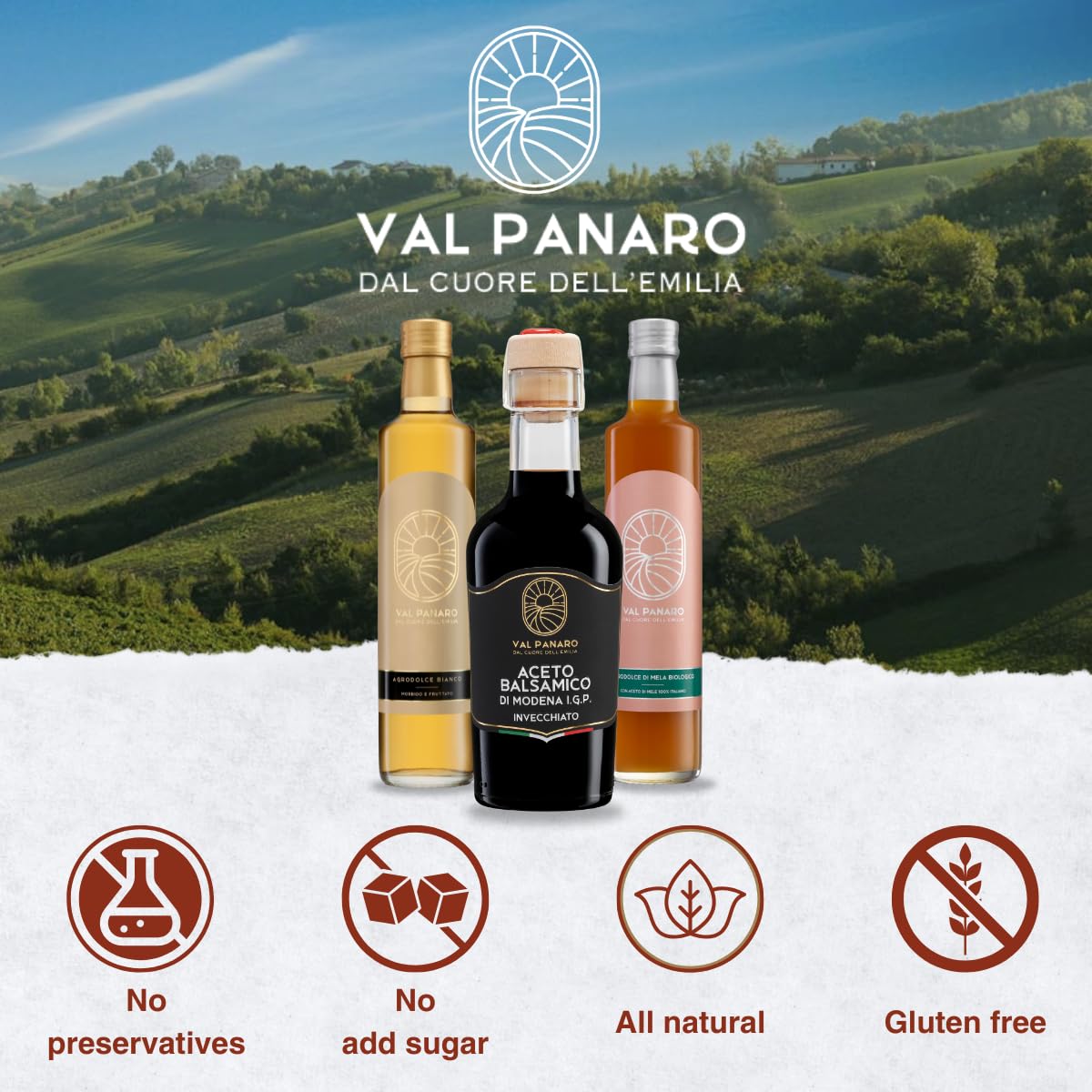 Val Panaro Organic Apple White Balsamic Vinegar – Authentic Italian, 500 ml Glass Bottle, Sweet & Fresh Condiment for Salads, Carpaccio, Tartare & Marinades