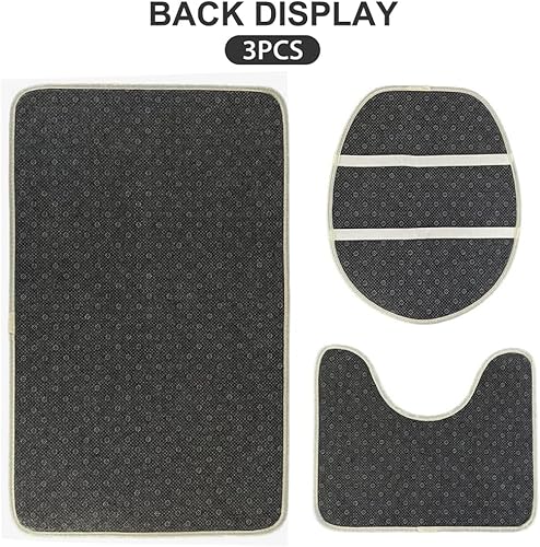 Miniatura 6 de Juego de alfombras y tapetes de baño de calabaza de otoño, 3 piezas, hojas de arce azul, calabaza, cosecha de otoño, antideslizantes, tapete para el