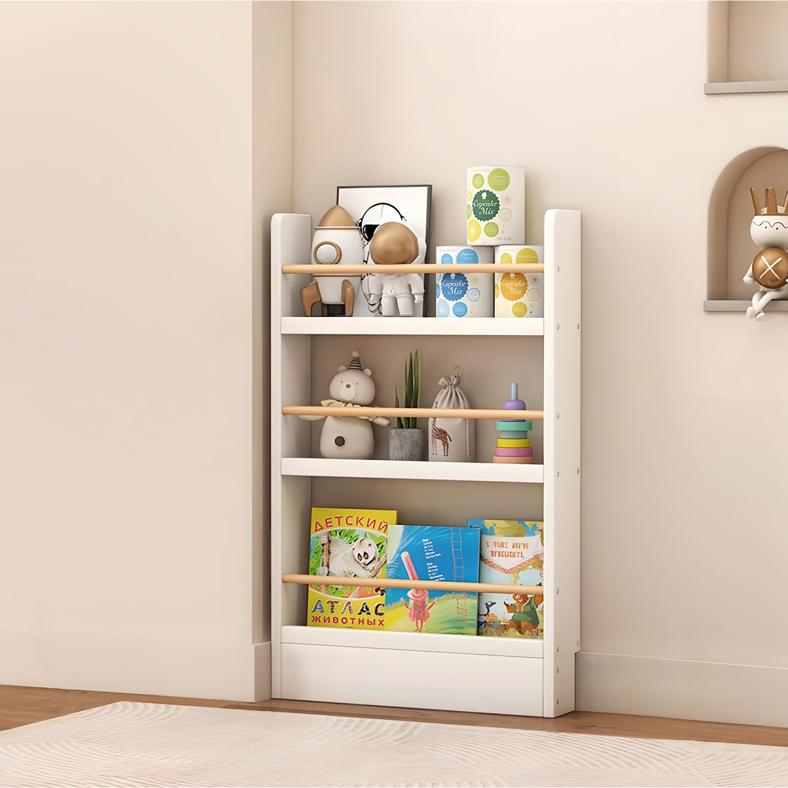 Estanterias para Libros, Libreria Estanteria, Biblioteca Infantil, Mueble Estanteria, Antivuelco/Ahorro de Espacio/fácil de Montar, Estanteria Detrás Puerta para Salon/Dormitorio/Oficina