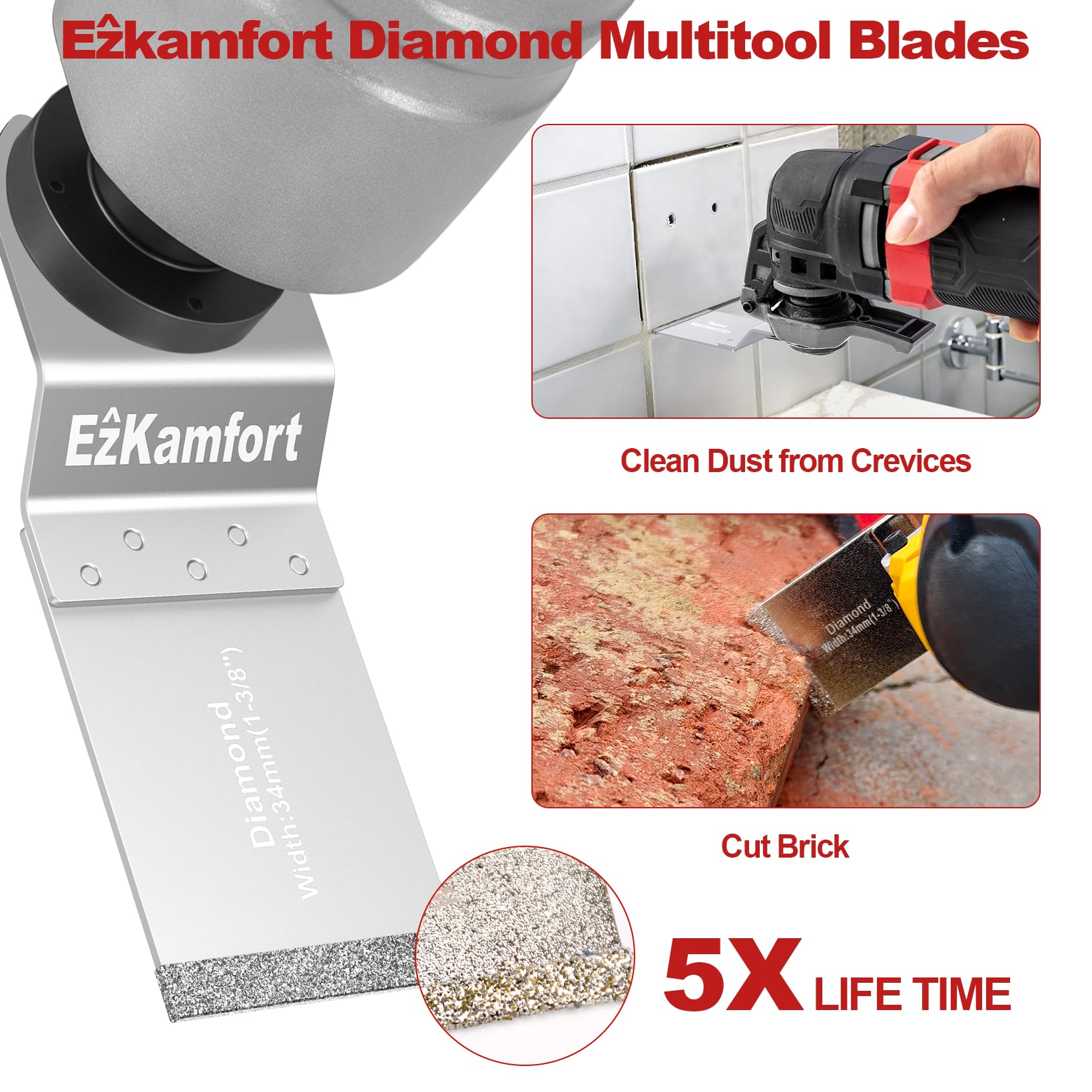 Cuchillas multiherramientas oscilantes de 6 piezas, cuchillas de diamante multiherramientas para eliminar granos, juntas, cuchillas de liberación rápida para azulejos, ladrillo de aire