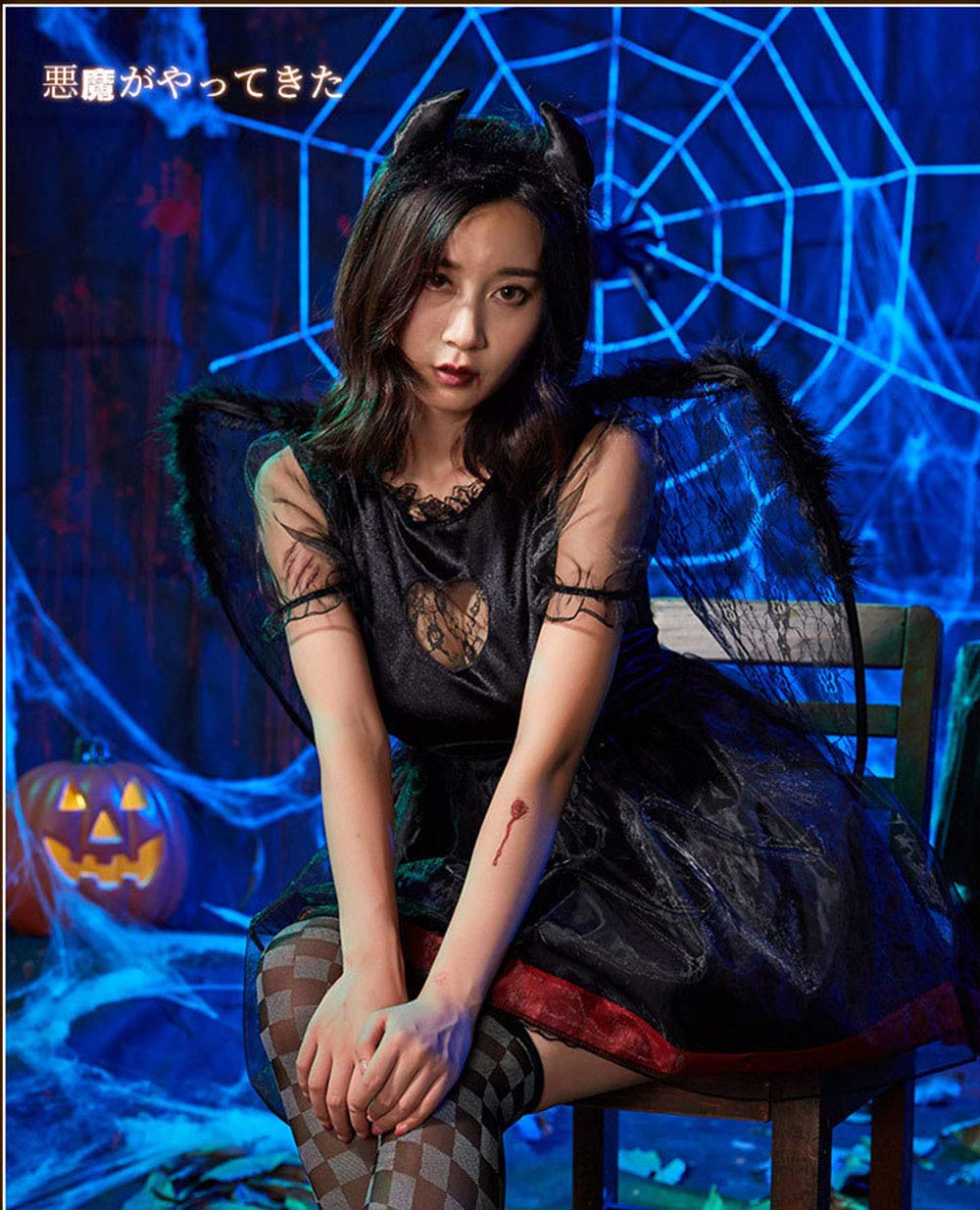 Amazon.co.jp: 悪魔と天使 ハロウィン コスプレ衣装 ゴスロリ ドレス
